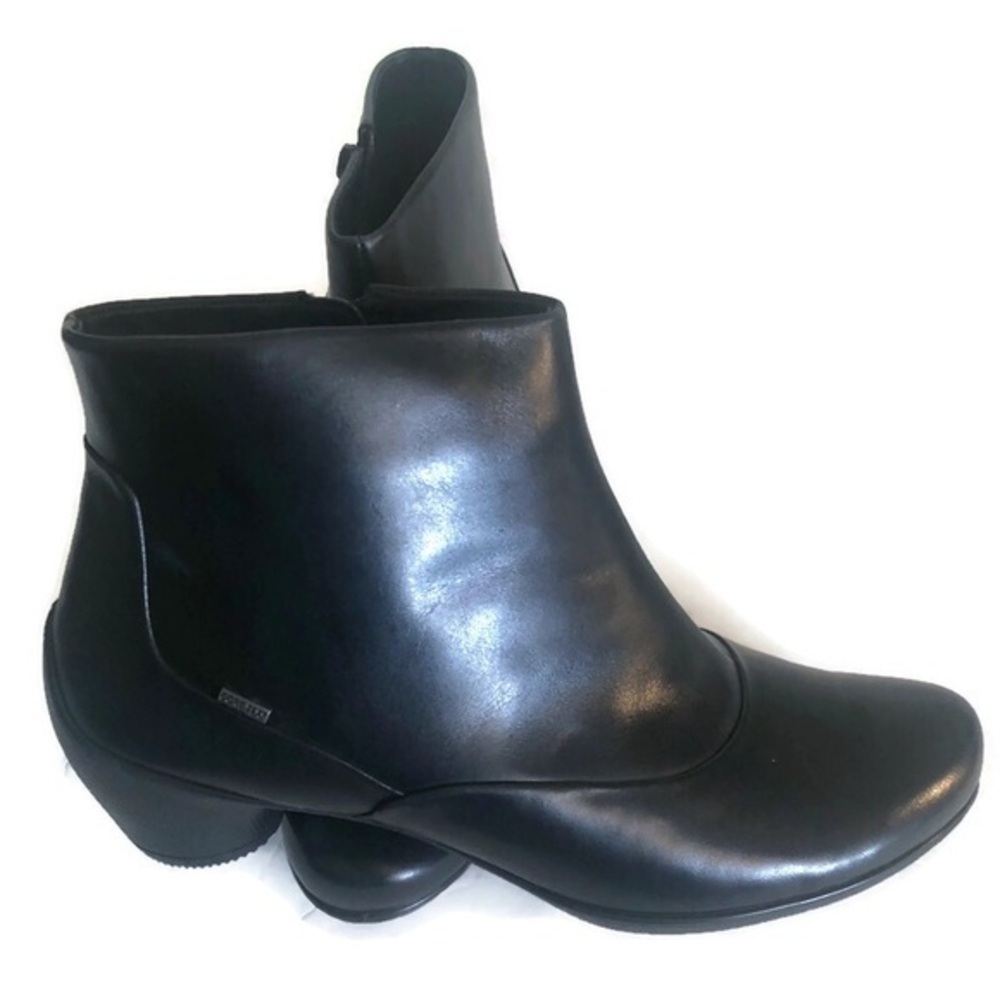 Ecco Gore-Tex Black Leather Zip Pump Heel Ankle Boot Women’s Size 42 USA 11